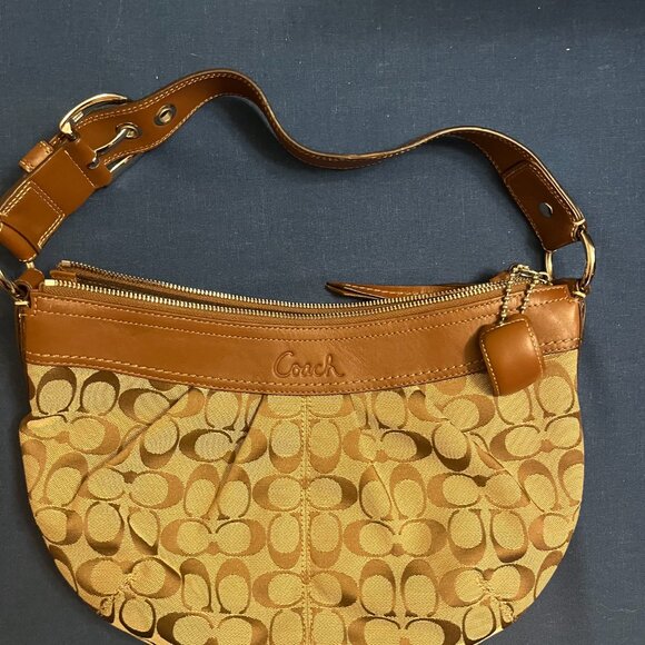 *Like New* Coach Light Brown/Chocolate Brown Shoulder Purse Front Zipper Pocket - Picture 1 of 9